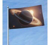 Bandiera da 150 cm x 90 cm, bandiera da esterno su entrambi i lati, resistente, con 2 occhielli, decorazione per cortile, bandiere di Saturno Anello Planeta, bandiere di benvenuto in poliestere per