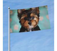 Bandiera da 150 cm x 90 cm, bandiera per esterni su entrambi i lati, resistente, con 2 occhielli, decorazione per cortile, Yorkie, cuccioli, bandiere di benvenuto, per vacanze e cortile, tutte le