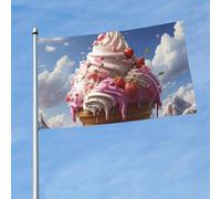 Bandiera da 150 cm x 90 cm, bandiera per esterni su entrambi i lati, resistente, con 2 occhielli, decorazione per cortile, gelato, bandiere di benvenuto, per vacanze e cortili, tutte le stagioni