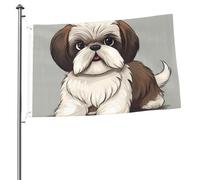 Bandiera da 2 x 0,9 m bandiera da giardino esterna Shih Tzu cane benvenuto bandiera per vacanze con occhielli in ottone bandiere verticali per casa grande bandiera da cortile in iuta per portico