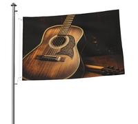Bandiera da 2x3 piedi con chitarra del vecchio West, per interni, con occhielli, bandiera da giardino bifacciale, grande, cartello, bandiere da cortile, per esterni, decorazione da parete, poster da a
