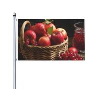 Bandiera da 3 x 1,5 m a doppia faccia esterna bandiera verticale casa bandiera frutta rossa in un cestino bandiera di benvenuto bandiera per vacanze bandiere decorative bandiera da cortile per portico