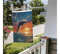 Bandiera da 3 x 6 m bandiere da giardino a doppia faccia resistente allo sbiadimento bandiera per esterni bandiera di benvenuto cortile delfini e palme banner di auguri bandiera personalizzata per