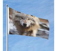 Bandiera da 60 cm x 90 cm, per esterni e interni, con occhiello, per primavera, estate, passeggiata, lupo, bandierine per esterni, giardino, cortile, cartello decorativo stagionale benvenuto