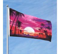 Bandiera da 60 cm x 90 cm, per interni ed esterni, con occhiello, primavera, estate, cielo viola sopra palmeto, bandiere per esterni, giardino, cortile, cartello decorativo stagionale benvenuto