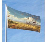 Bandiera da 60 cm x 90 cm, per interni ed esterni, con occhiello, primavera, estate, il vento soffia piume, bandiere per esterni, giardino, cortile, cartello decorativo stagionale benvenuto bandiera