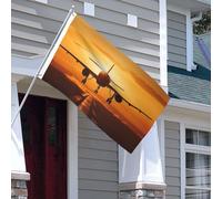 Bandiera da 9,1 x 1,5 m resistente allo sbiadimento per esterni, bandiere decorative per aerei al tramonto, bandiere da giardino double face con occhielli in ottone, sfondo