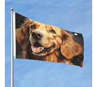 Bandiera da 90 cm x 60 cm, bandiera per esterni su entrambi i lati, resistente, con 2 occhielli, decorazione per cortile, Golden Retriever, bandiere di benvenuto in poliestere, per vacanze e cortili