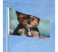 Bandiera da 90 cm x 60 cm, bandiera per esterni su entrambi i lati, resistente, con 2 occhielli, decorazione per cortile, Yorkie, cuccioli, bandiere di benvenuto, per vacanze e cortili, tutte le
