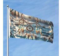 Bandiera da 90 cm x 60 cm, doppia faccia, resistente, per esterni, con occhielli, bandiere con acchiappasogni nativi americani, per esterni, giardino, decorazione per interni ed esterni