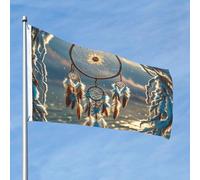 Bandiera da 90 cm x 60 cm, doppia faccia, resistente, per esterni, con occhielli, bandiere con acchiappasogni nativi americani, per esterni, giardino, decorazione per interni ed esterni