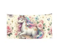 Bandiera da appendere alla parete, 178 x 89 cm, motivo: cavallo rosa con stelle scintillanti, per eventi e feste all'aperto