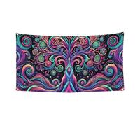 Bandiera da appendere alla parete, 178 x 89 cm, psichedelico, albero della vita, per eventi e feste all'aperto