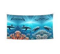 Bandiera da appendere con balene sotto il mare per eventi e feste in riva al mare, ecc