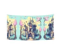 Bandiera da appendere con castello delle fiabe, 177,8 x 88,9 cm, striscione per feste natalizie, 180 x 90 cm