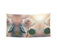 Bandiera da appendere con decorazione natalizia stampata con rose, 177,8 x 88,9 cm, per Natale, compleanno, festa, celebrazione, striscione