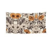 Bandiera da appendere con fiori disegnati a mano - 177,8 x 88,9 cm - Festone natalizio per feste e riunioni - 180 x 90 cm