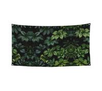 Bandiera da appendere con foglie verdi e verde lussureggiante - 177,8 x 88,9 cm - Festone per feste natalizie - 180 x 90 cm