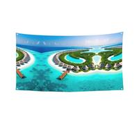 Bandiera da appendere con paesaggio delle Maldive - 177,8 x 88,9 cm - Festone natalizio per feste e riunioni - 180 x 90 cm