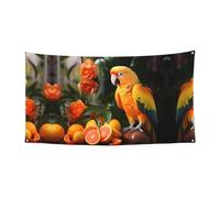Bandiera da appendere con pappagallo arancione, 177,8 x 88,9 cm, per Natale, compleanno, festa