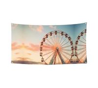 Bandiera da appendere con ruota panoramica con bellissimo cielo stampato, 177,8 x 88,9 cm, per Natale, compleanno, festa, celebrazione, striscione
