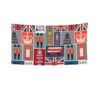 Bandiera da appendere con simboli dell'Inghilterra, con 4 fori in metallo, migliora le vibrazioni festive ovunque