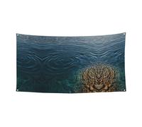 Bandiera da appendere con stampa a onde d'acqua blu lago - 177,8 x 88,9 cm - Festone per feste natalizie - 180 x 90 cm
