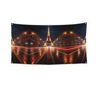 Bandiera da appendere con stampa della Torre Eiffel, 177,8 x 88,9 cm, per Natale, compleanno, festa, celebrazione, striscione