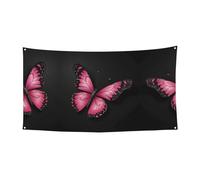 Bandiera da appendere con stampa di farfalle rosa, 177,8 x 88,9 cm, festone per feste natalizie, 180 x 90 cm