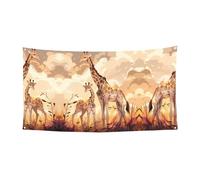 Bandiera da appendere con stampa di giraffa madre e bambino - 177,8 x 88,9 cm - Festone natalizio per feste e riunioni - 180 x 90 cm