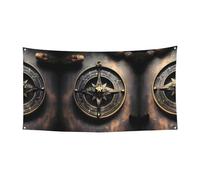 Bandiera da appendere con stampa di rune norrene e bussola, 177,8 x 88,9 cm, striscione per feste di Natale, 180 x 90 cm