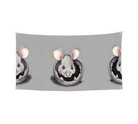 Bandiera da appendere con stampa di topi grigi, 177,8 x 88,9 cm, striscione per feste di Natale, 180 x 90 cm