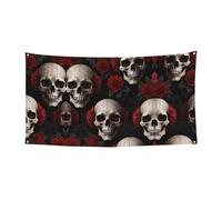 Bandiera da appendere con stampa gotica a forma di testa di pecora, 177,8 x 88,9 cm, festone per feste natalizie, 180 x 90 cm