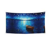 Bandiera da appendere con stampa "Sea in Starlight", 177,8 x 88,9 cm, per feste natalizie, 180 x 90 cm