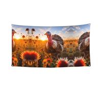 Bandiera da appendere con tacchino dalla testa rossa stampata per le vacanze, 177,8 x 88,9 cm, per Natale, compleanno, festa, celebrazione, striscione
