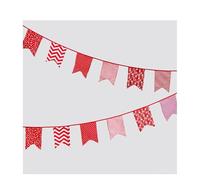 Bandiera da appendere, Ghirlanda di stamina con bandiera a coda di pesce in cotone multicolore for la decorazione della festa nuziale di compleanno(Red)