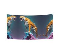 Bandiera da appendere stampata con tigre che si scioglie di Dali, 177,8 x 88,9 cm, striscione per feste di Natale, 180 x 90 cm