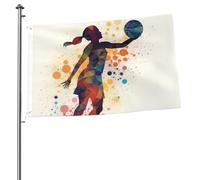 Bandiera da basket con motivo ragazza da 6 x 0,9 m, stampa su entrambi i lati, bandiere da giardino, bandiera da cortile per esterni, bandiere per vacanze, banner regalo con occhielli sfondo