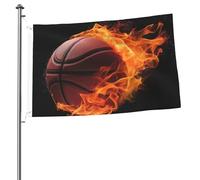 Bandiera da basket in fiamme, 0,6 x 0,9 m, stampa su entrambi i lati, bandiere da giardino, bandiera da cortile per esterni, bandiere per vacanze, banner regalo con occhielli sfondo fotografico per