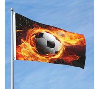 Bandiera da calcio con fiamma, 2x3 piedi, bifacciale, grande, con occhielli, ideale per tutte le stagioni, ideale per la decorazione di cortili e spazi esterni.