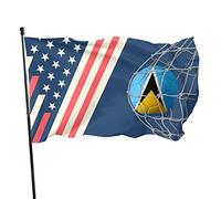 Bandiera da calcio per porta da calcio Aint Lucia, bandiera da 9,1 x 1,5 m, colore vivido e resistente allo sbiadimento UV, striscioni da parete per esterni ed interni