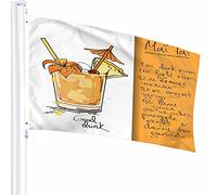 Bandiera da cocktail Decor 3x5 Ft Birra Mai Tai Bevande Ombrello floreale Bicchieri Liquore di ghiaccio Alcool Poliestere Motivo stampato Decorazioni per esterni per case e giardini