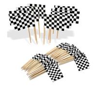 Bandiera da corsa a quadri, stuzzicadenti, 200 pezzi, topper per torte, cupcake Picks Flag Pick Spiedini da cocktail decorativi per fingerfood spiedini bandiera per auto da corsa a tema, feste a casa