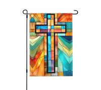 Bandiera Da Cortile 30X45Cm Jesus Christ Cross Religious Stained Glass Style 4 Bandiera Del Giardino Interno Bandiera Del Camion Per Vacanza, Fattoria All'Aperto, Vacanze