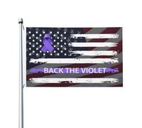 Bandiera Da Cortile Back The Violet Ribbon Usa Flag Hodgkin'S Lymphoma Cancer Awareness Bandiera Da Giardino Resistente Ai Raggi Uv Bandiera Pirati Per Feste, Camion, 90X150cm