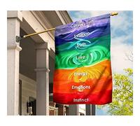 Bandiera Da Cortile Bandiera Da Giardino Divertente Bandiere All'Aperto Decorazione Per Patio Interni Yoga Sette Porte Di Energia Connessione Intuizione Verità Amore Energia Emozioni Istinto M