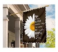 Bandiera Da Cortile Bandiere Pirati Bandiera Da Giardino Decorazione Per Patio Interni Margherita Fiore Infermiera Simbolo Caduceo La Vita È Semplicemente Migliore Quando Sono Con L'Infermiera S