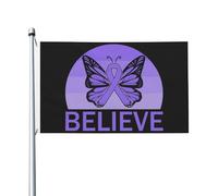 Bandiera Da Cortile Believe Hodgkin'S Lymphoma Awareness Violet Ribbon Bandiera Da Giardino Decorazione Bandiera Pirati Per Giardino, Cortile, Camion, 90X150cm