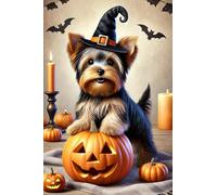 Bandiera Da Cortile Cute Witch Hat Dog Pumpkin Trick Or Treat 30X45Cm Bandiera Da Giardino Resistenti Con Occhielli Bandiere Da Parete Per Spiaggia Fattoria Casa