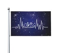 Bandiera Da Cortile Cycling Heartbeat Bandiera Da Giardino Resistente Ai Raggi Uv Bandiera Dell'Individualità Per Giardino, Cortile, Feste, 90X150cm